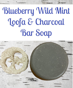 100 Gram Blueberry & Wild  Mint Loofa & Charcoal  Bar Soap