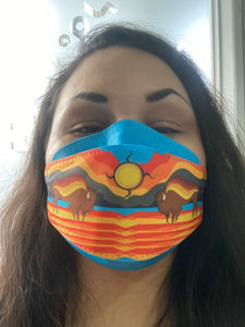 (Single Mask) NEW EXCLUSIVE KF94 (Fish Style) BUFFALO SUNSET Design (Non-Medical) Disposable Mask !!!