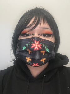 2022 NEW Floral Design - Black/ Yellow & Red Disposable Mask 50 Box