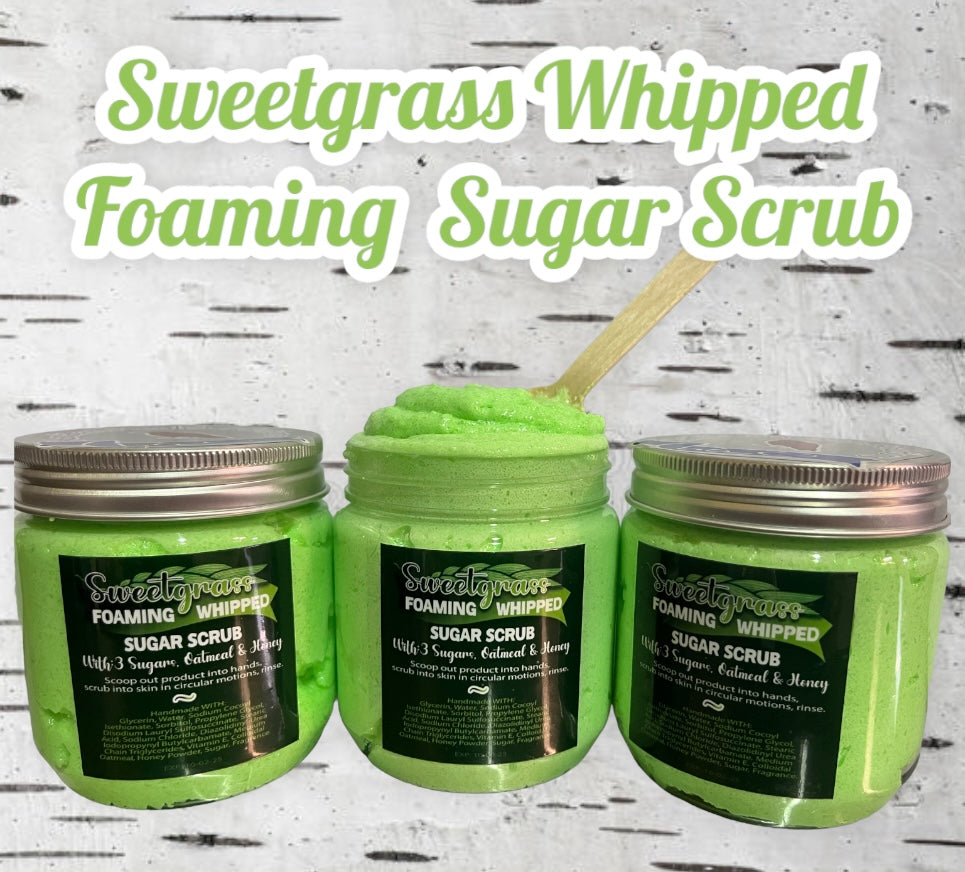 Sweetgrass/Wihkaskwa Whipped Foaming Sugar Scrub  - 250 ml Jar