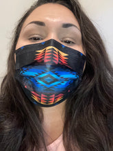 Load image into Gallery viewer, NEW STOCK!!! Black Geometric &amp; Blue /Fire colour Modern Design (Non-Medical) Disposable Mask 50 Box
