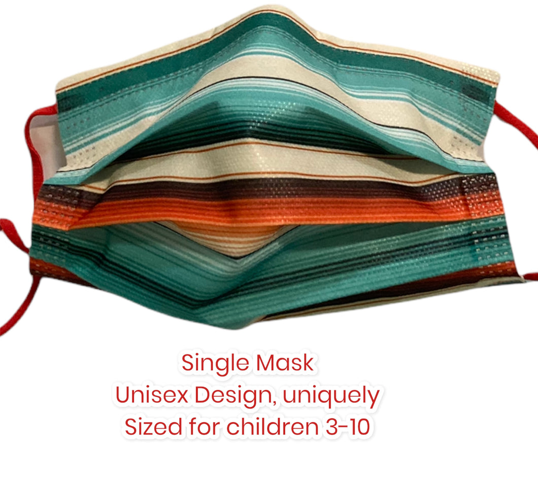(Single Mask) NEW EXCLUSIVE CHILDREN’s Size - Unisex Indigenous Serape Design (Non-Medical) Disposable Mask 50 Box