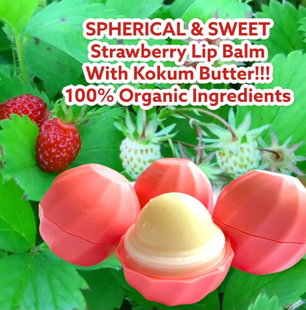 NEW!! Spherical/Ball of Flavoured Strawberry Lip Balm (With Kokum Butter)